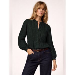 NWT Zara Romantic Entredeux Shirt Green